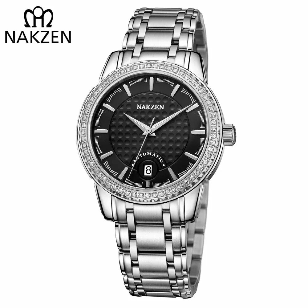 NAKZEN Men Business Mechanical Watch Men's Automatic Miyota 8215 Movt Diamond Watches Sapphire Wrist Watch Waterproof Clock-6
