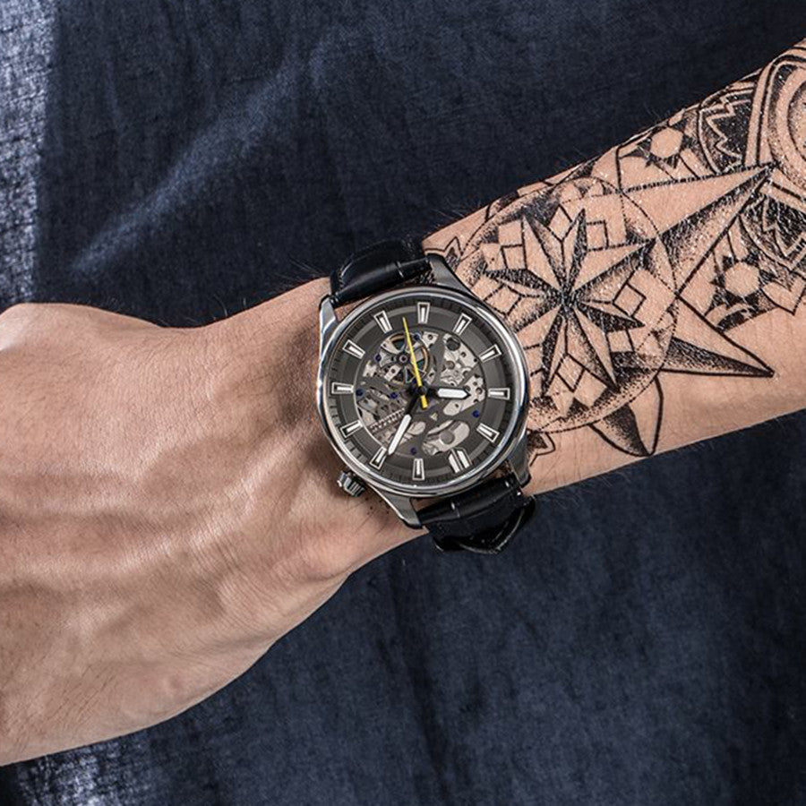 RUIMAS Men Mechanical Wristwatch Fashion Casual Leather Band Watch Luxury Sport Wrist Watch Chronograph Luminous Man Clock 6770-2