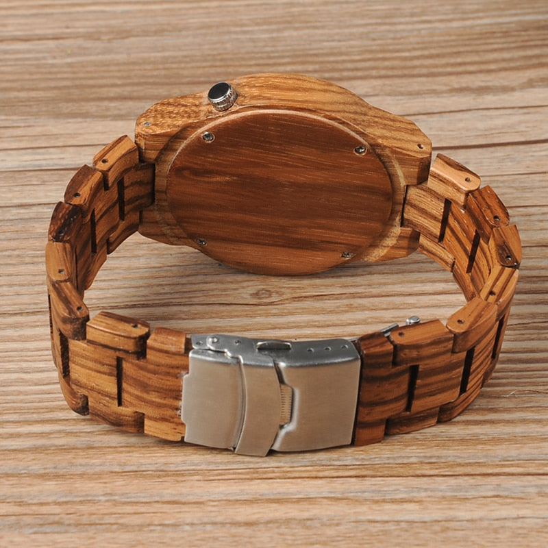 Wooden Watchs  Wood Wrist Watches Natural Calendar Display Bangle Gift Relogio Ships From United States-1